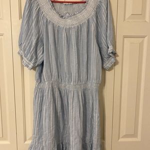 Blue and white striped madris dress.